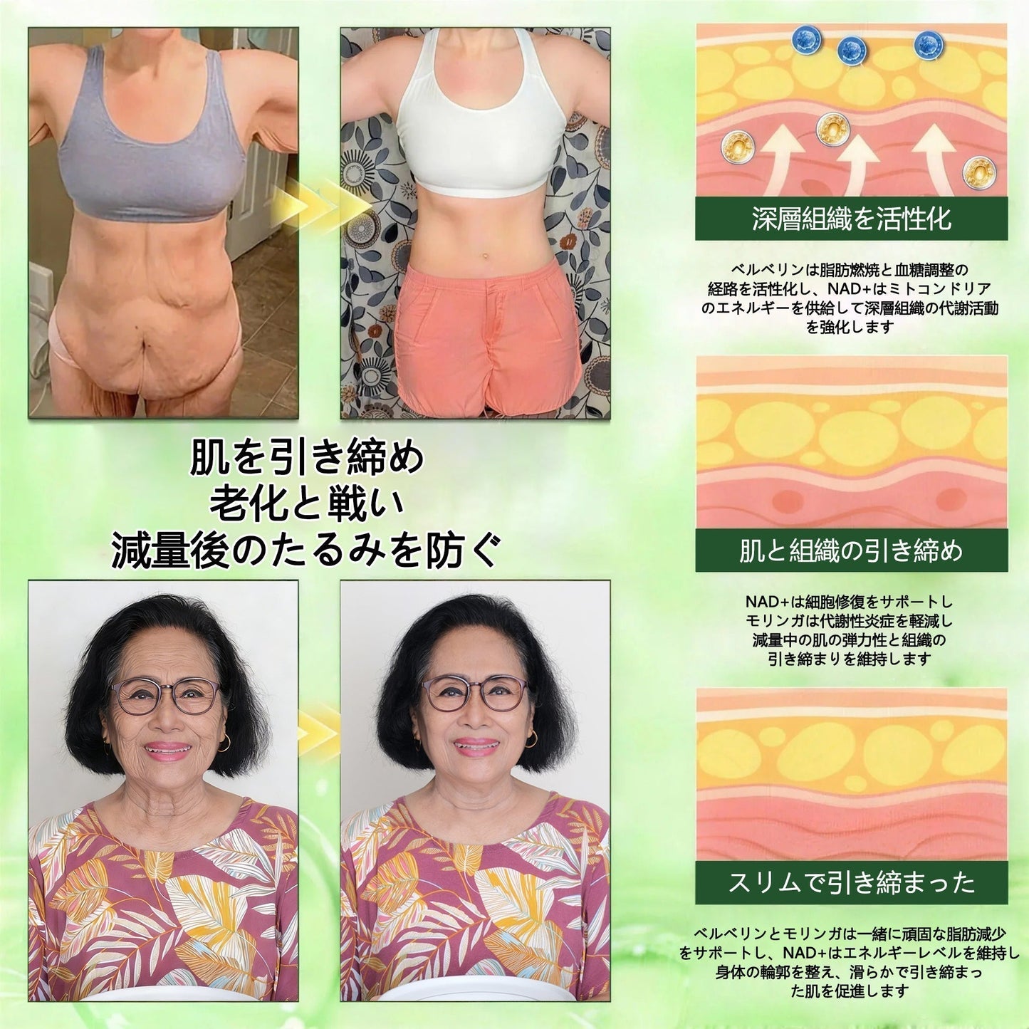 内臓脂肪対策サポート👩‍⚕️CleraNaure®＆NAD+ 8-in-1 ナノ強化フォーミュラ — 肥満、肌のたるみ、糖尿病、睡眠時無呼吸症候群、関節の悩み、その他健康上の懸念にアプローチ-  🎁